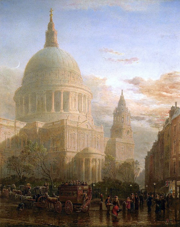 People before a church by Edward Angelo Goodall
